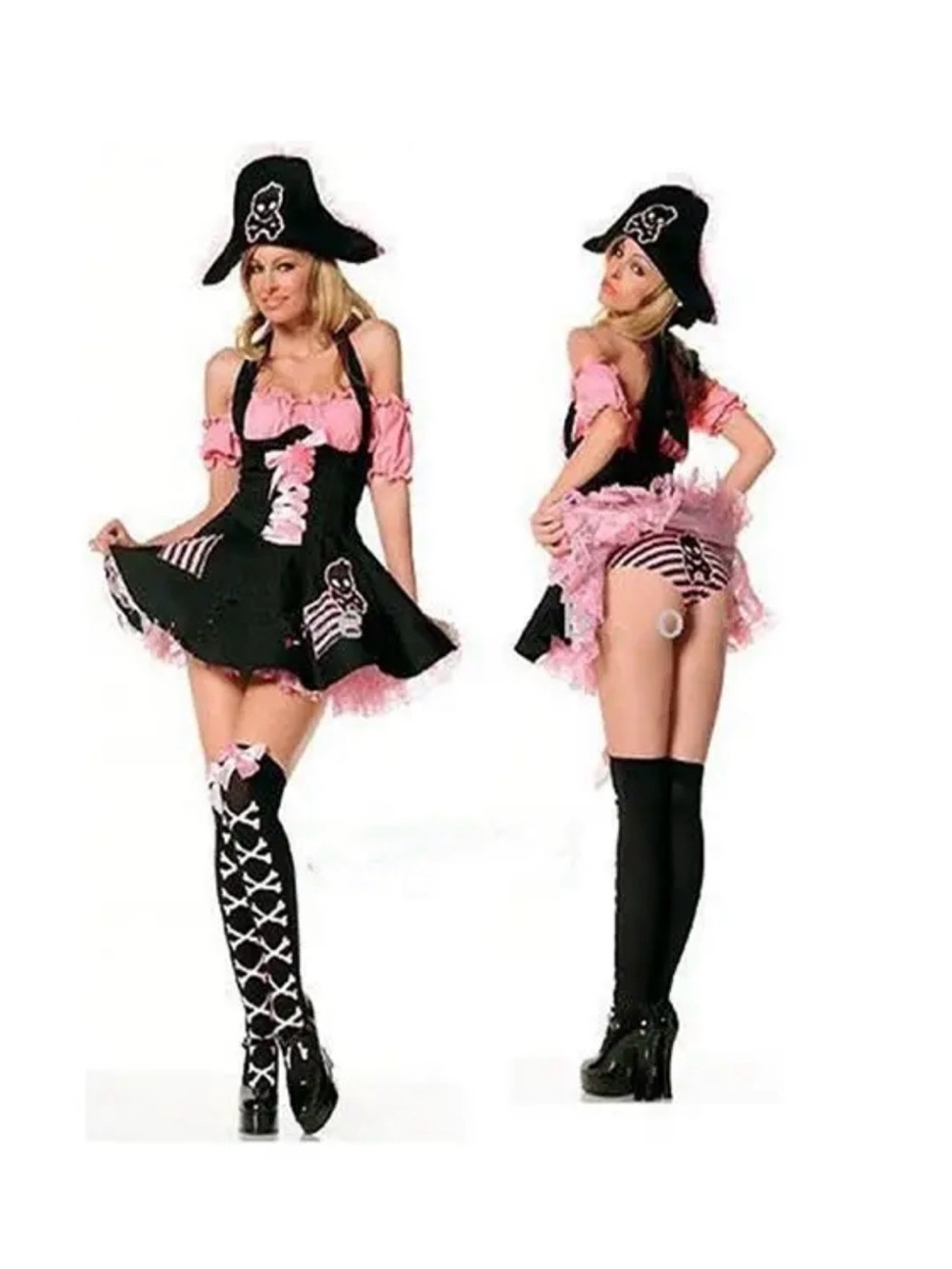 Leg Avenue Sexy Pirate Costume Black/Pink, Size S/M